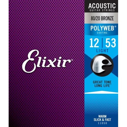 Elixir 80/20 Bronze Polyweb 12-53 acoustic guitar strings 11050