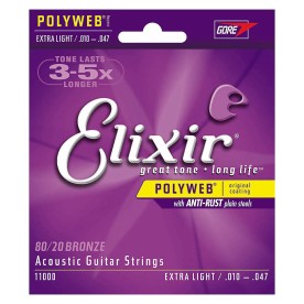 Elixir 80/20 Bronze Polyweb 10-47 acoustic guitar strings 11000