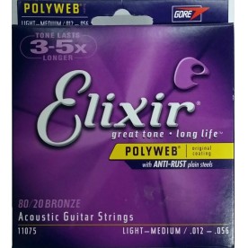 Elixir 80/20 Bronze Polyweb 12-56 acoustic guitar strings 11075
