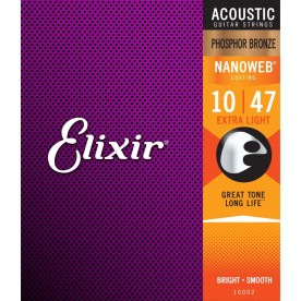 Elixir Phosphor bronze nanoweb 10-47 acoustic guitar strings 16002