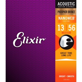 Elixir Phosphor Bronze nanoweb 13-56 acoustic guitar strings 16102