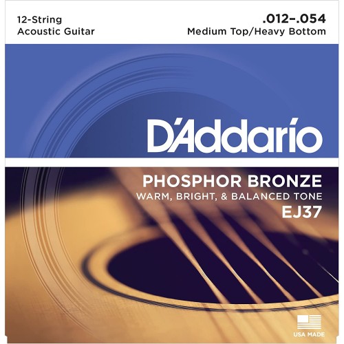 Daddario EJ37 Phosphor Bronze 12 string acoustic guitar strings
