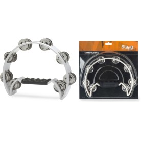 Stagg Cutaway plastic tambourine with 16 jingles in White Tab-2