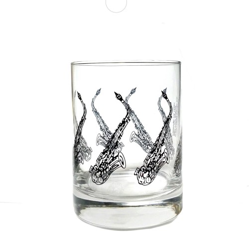 Clear Glass Tumbler Saxophone Design