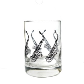 Clear Glass Tumbler Saxophone Design