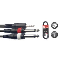 Stagg SYC2/MPS2PE 2m 3.5mm Stereo Jack to Twin 6.3mm Mono Jacks