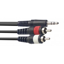 Stagg SYC3/MPSB2CME 3m 3.5mm Stereo Jack to Twin RCA