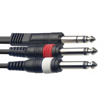Stagg SYC1/PS2PE 1m 6.3mm Stereo Jack to Twin 6.3mm Mono Jacks Stagg SYC1/PS2PE 1m 6.3mm Stereo Jack to Twin 6.3mm Mono Jacks