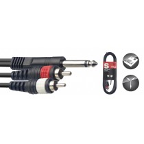 Stagg SYC3/P2CME 3m 6.3mm Mono Jack to Twin RCA