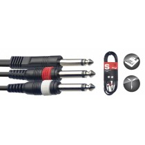 Stagg SYC3/P2PE 3m 6.3mm Mono Jack to Twin 6.3mm Mono Jacks