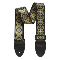 Stagg Terylene guitar strap with Mandala pattern in green