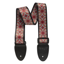 Stagg Terylene guitar strap with Mandala pattern in red