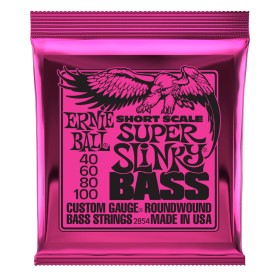 ERNIE BALL SUPER SLINKY NICKEL WOUND SHORT SCALE BASS STRINGS - 40-100 GAUGE