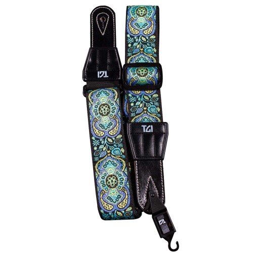 TGI GUITAR STRAP WOVEN COTTON PERSIAN STITCH - PURPLE & YELLOW TGS134D