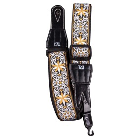 TGI GUITAR STRAP WOVEN COTTON PERSIAN STITCH - GOLD TGS134F