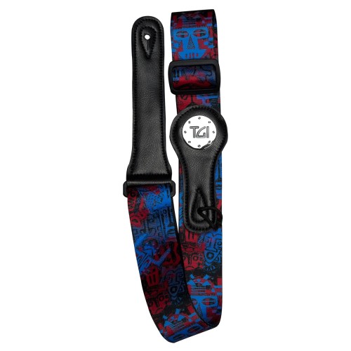 TGI GUITAR STRAP TRIBAL MASK BLUE TGS28250 TGI GUITAR STRAP TRIBAL MASK BLUE TGS28250