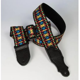 Franklin 2" Retro Folk Weave Guitar Strap - Blue/Orange F1BLO