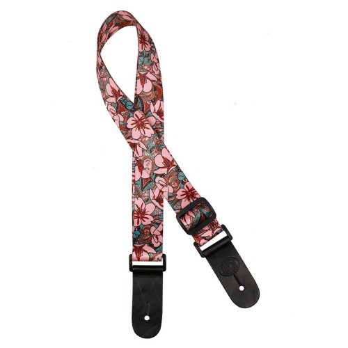 Gaucho Standard Series ukulele strap with pink flowers