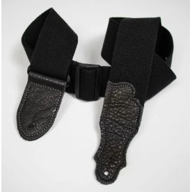 Franklin 2" Cotton Guitar Strap with Glove Leather End Tab - Black