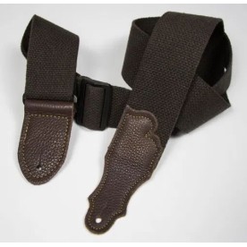 Franklin 2" Cotton Guitar Strap with Glove Leather End Tab - Chocolate