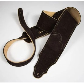 Franklin 2.5" Original Suede Guitar Strap - Chocolate with Gold Stitching FSS-CH-G